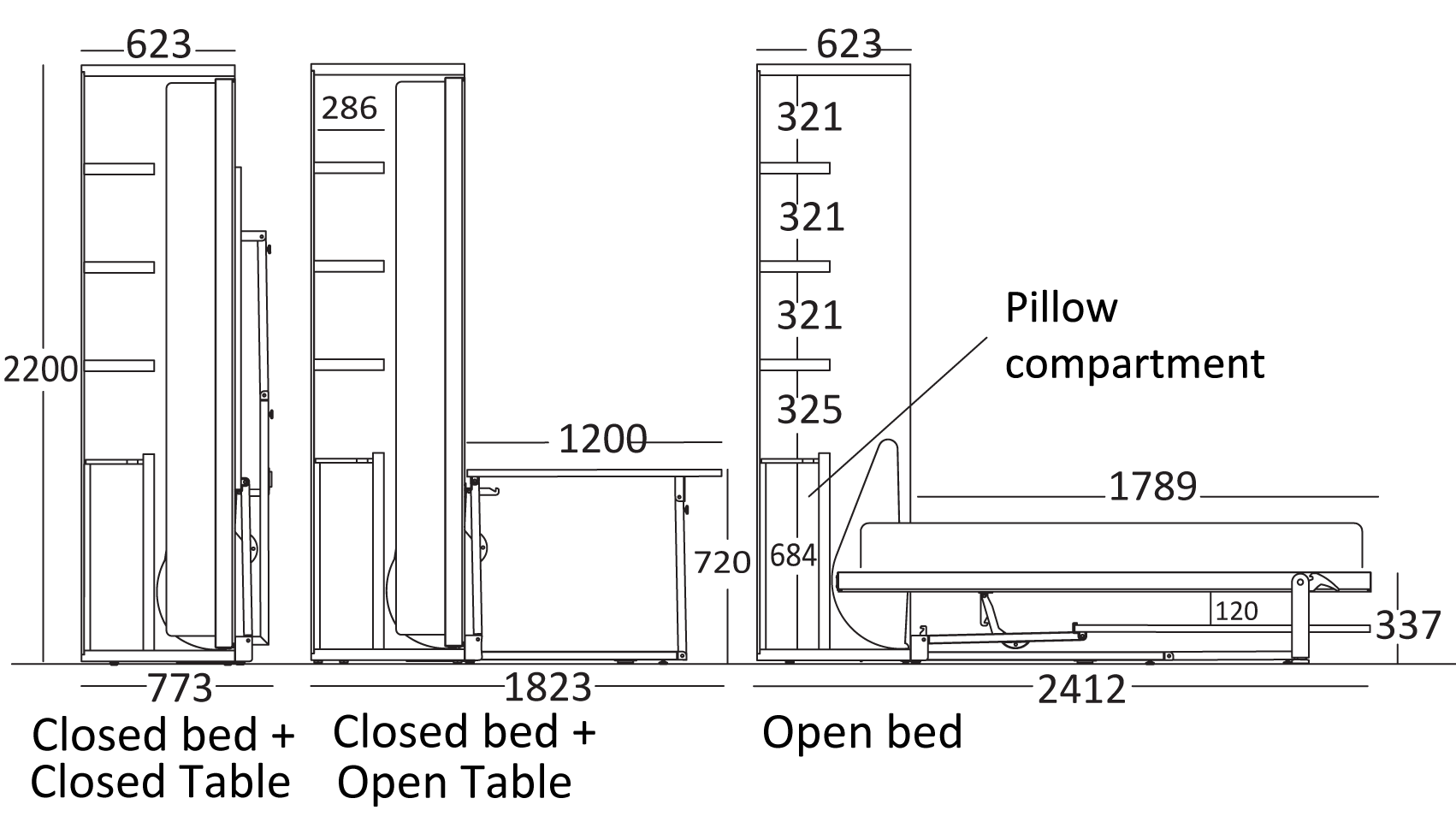 Opklapbed Penelope Tafel BedHabits 1A